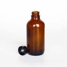 Amber 4oz Empty Glass Round Syrup Bottle with Black Poly Cone Closure For  Soft Beverage/ Milk
